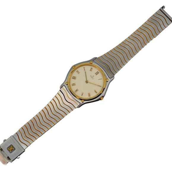 Men's 34mm Ebel Classic Wave Two Tone Beige Dial Swiss Quartz Watch Ref: 181903! - Picture 3 of 10